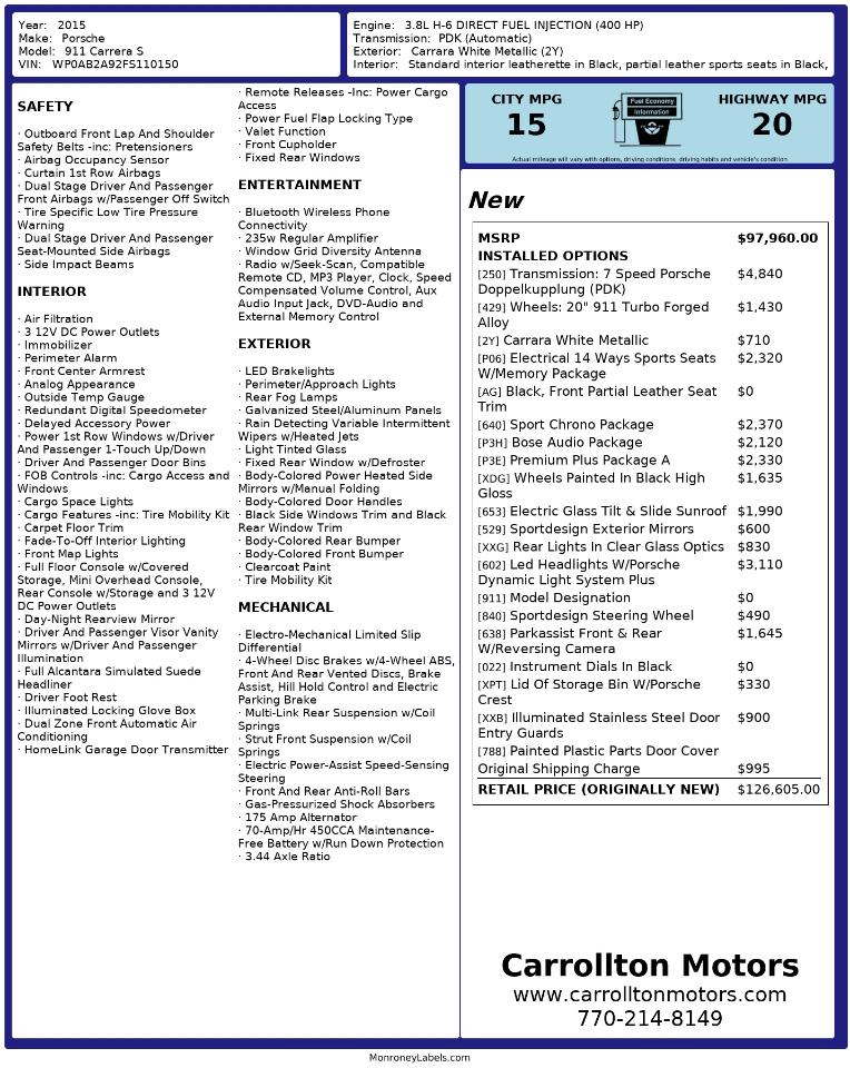 Porsche 911 Carrera S Coupe 2015