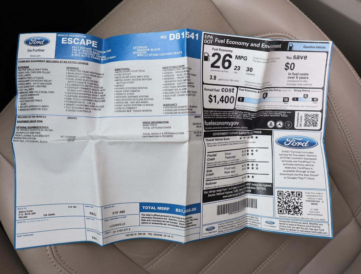 Ford Escape Titanium FWD 2017