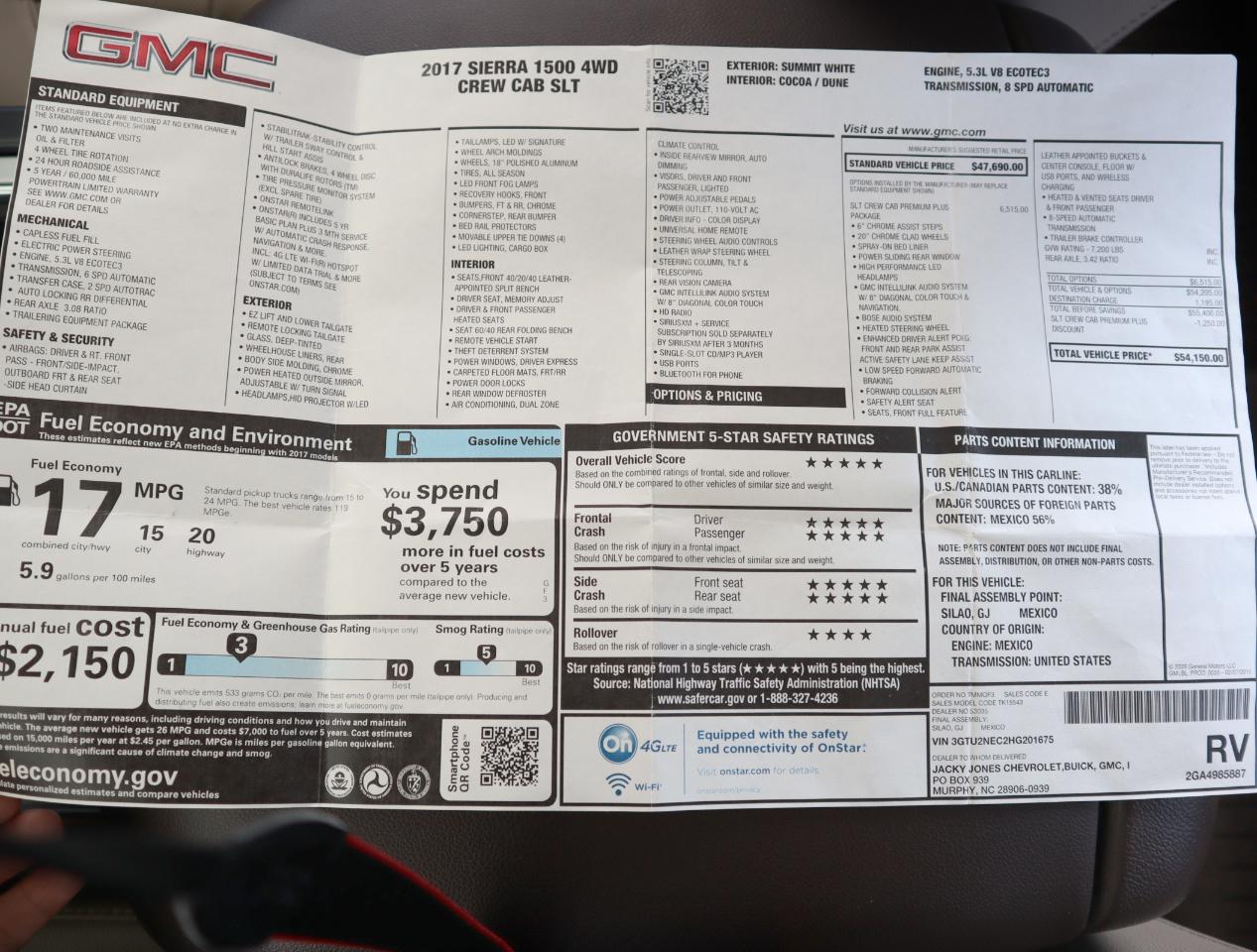 GMC Sierra 1500 SLT Crew Cab 4WD 2017