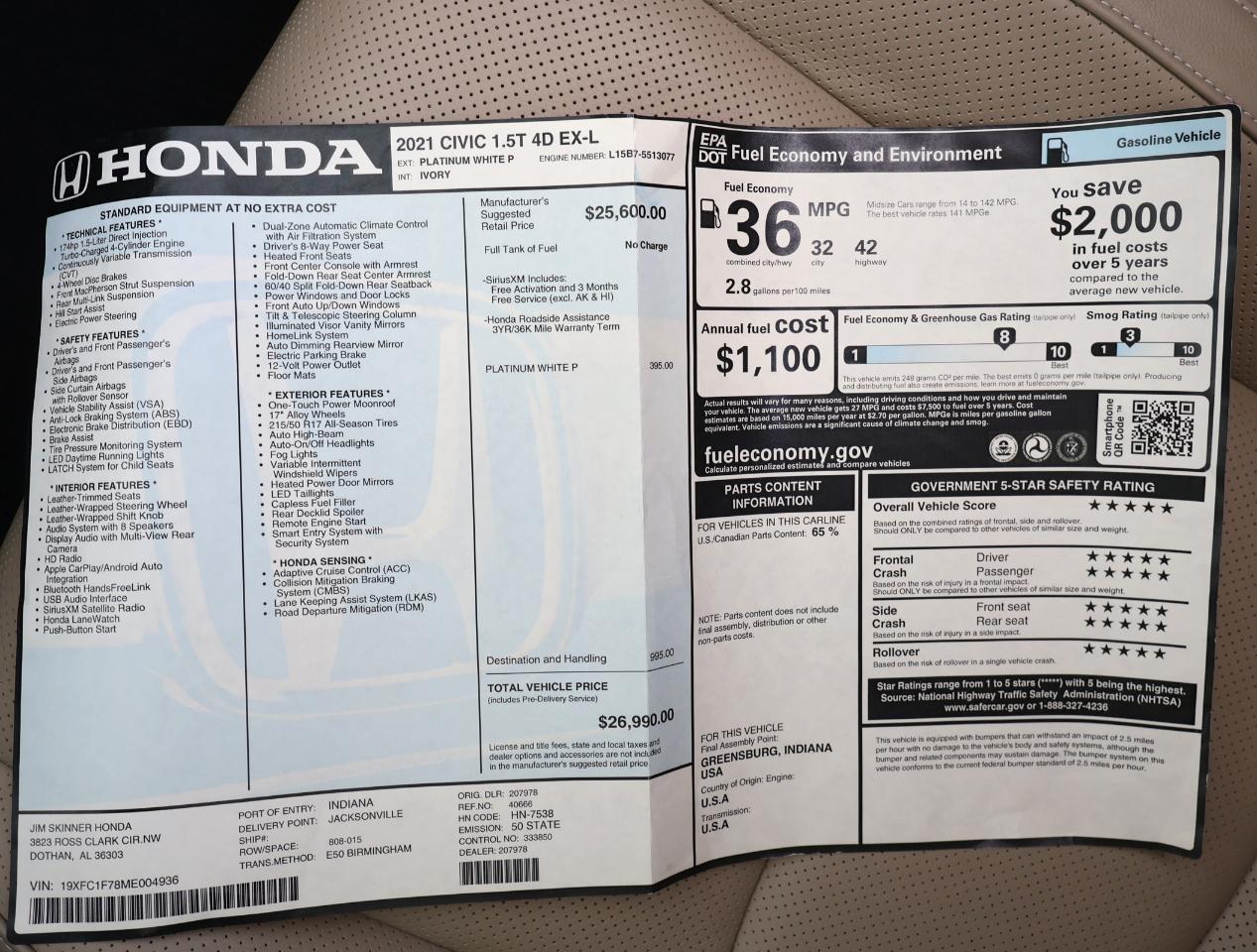 Honda Civic EX-L 2021