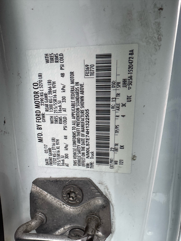 Ford Transit Connect Cargo Van XL LWB w/Rear 180 Degree Door 2017