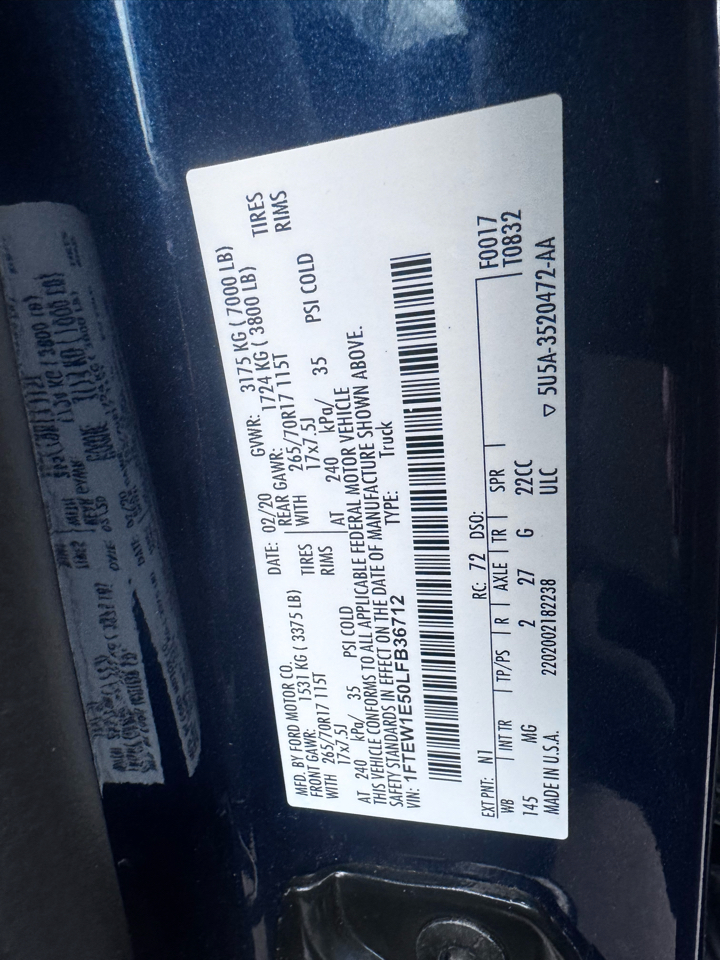 Ford F-150 4WD SuperCrew 139" XLT 2020