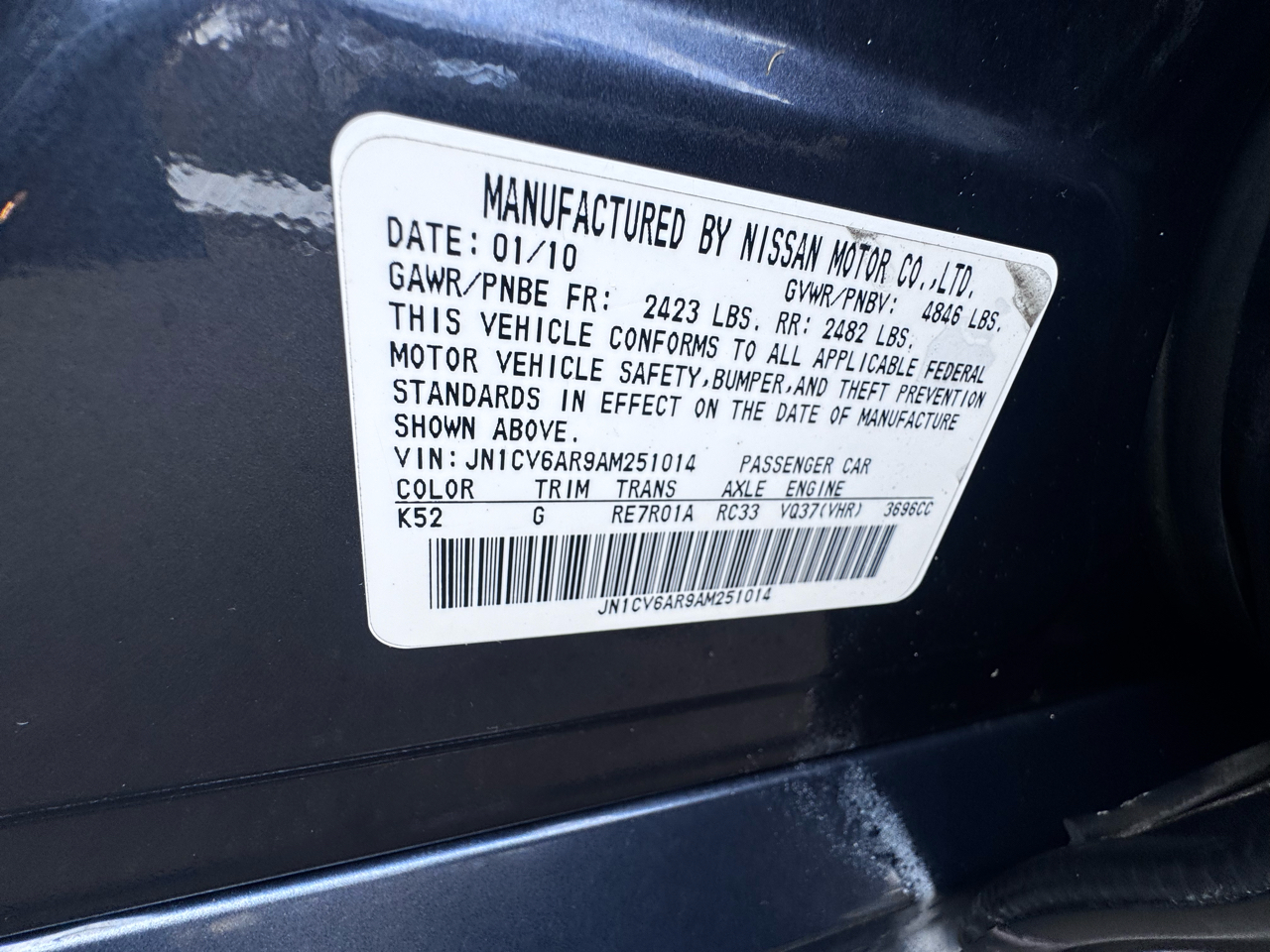 Infiniti G Sedan G37x AWD 2010