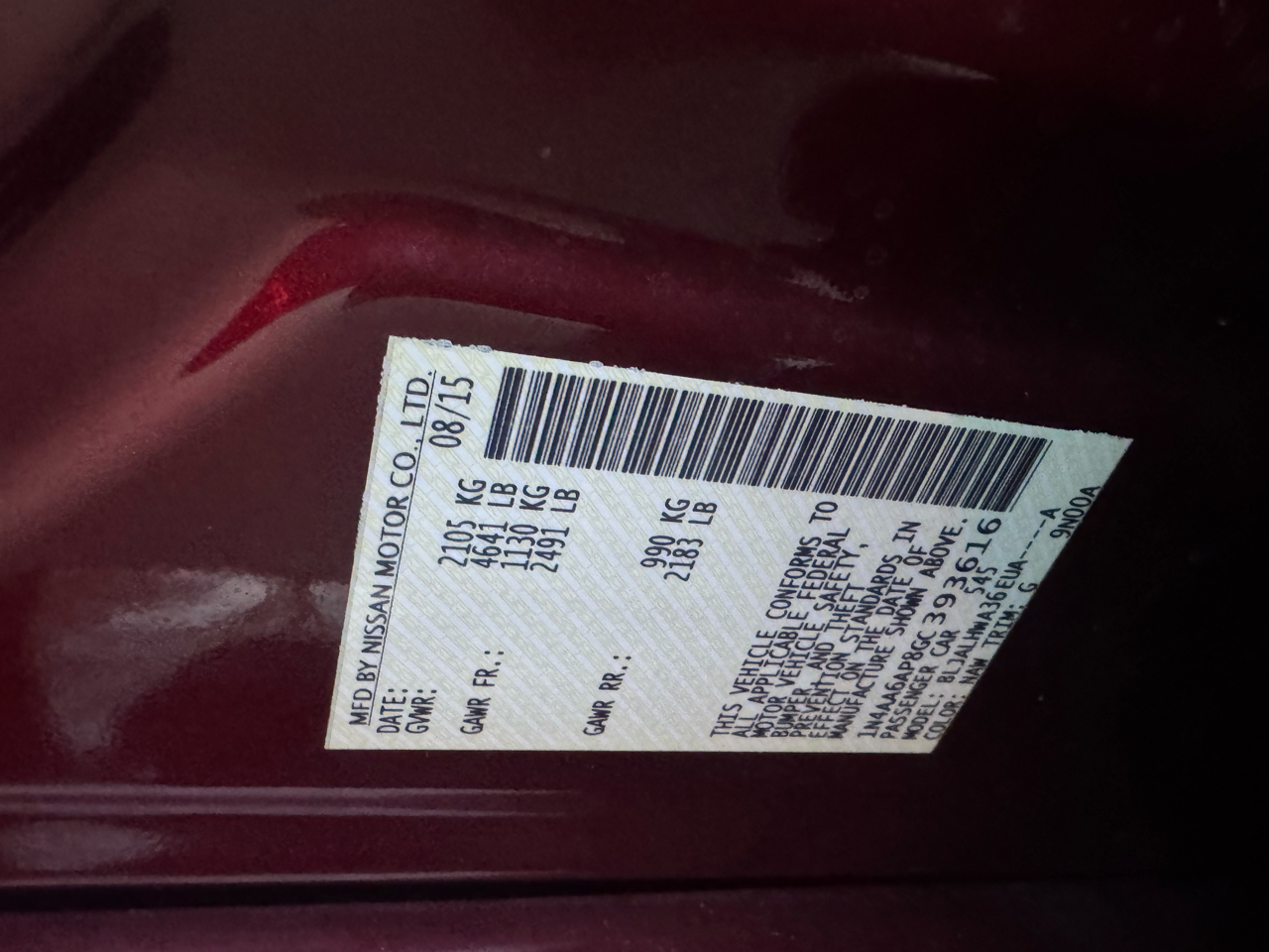 Nissan Maxima 3.5 S 2016