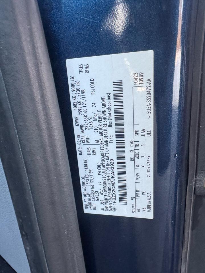 Ford Transit 350 Wagon Med. Roof XL w/Sliding Pass. 148-in. WB 2018