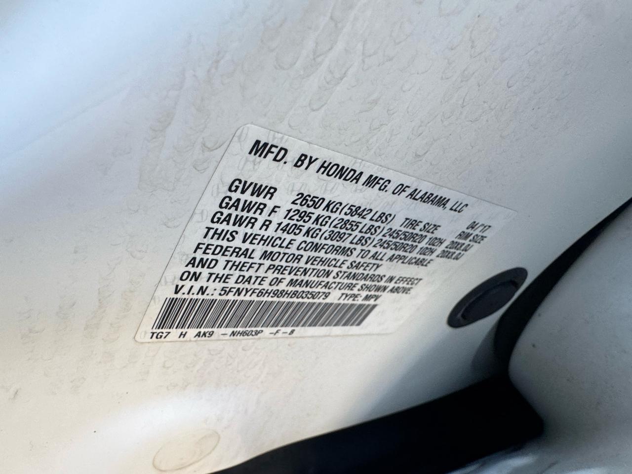 Honda Pilot Touring 4WD 2017