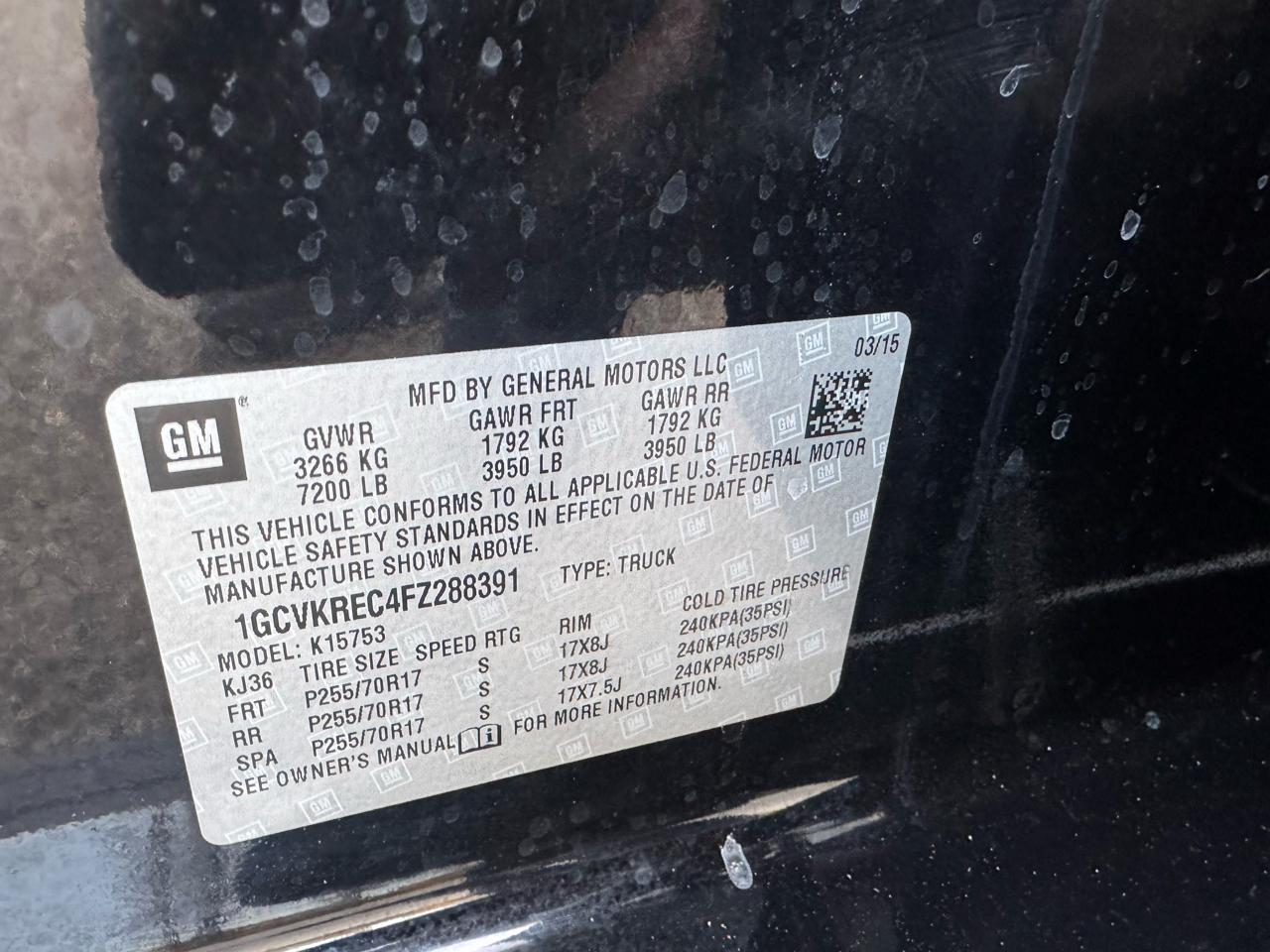 Chevrolet Silverado 1500 Crew Cab 143.5" WB 4WD LT 2015