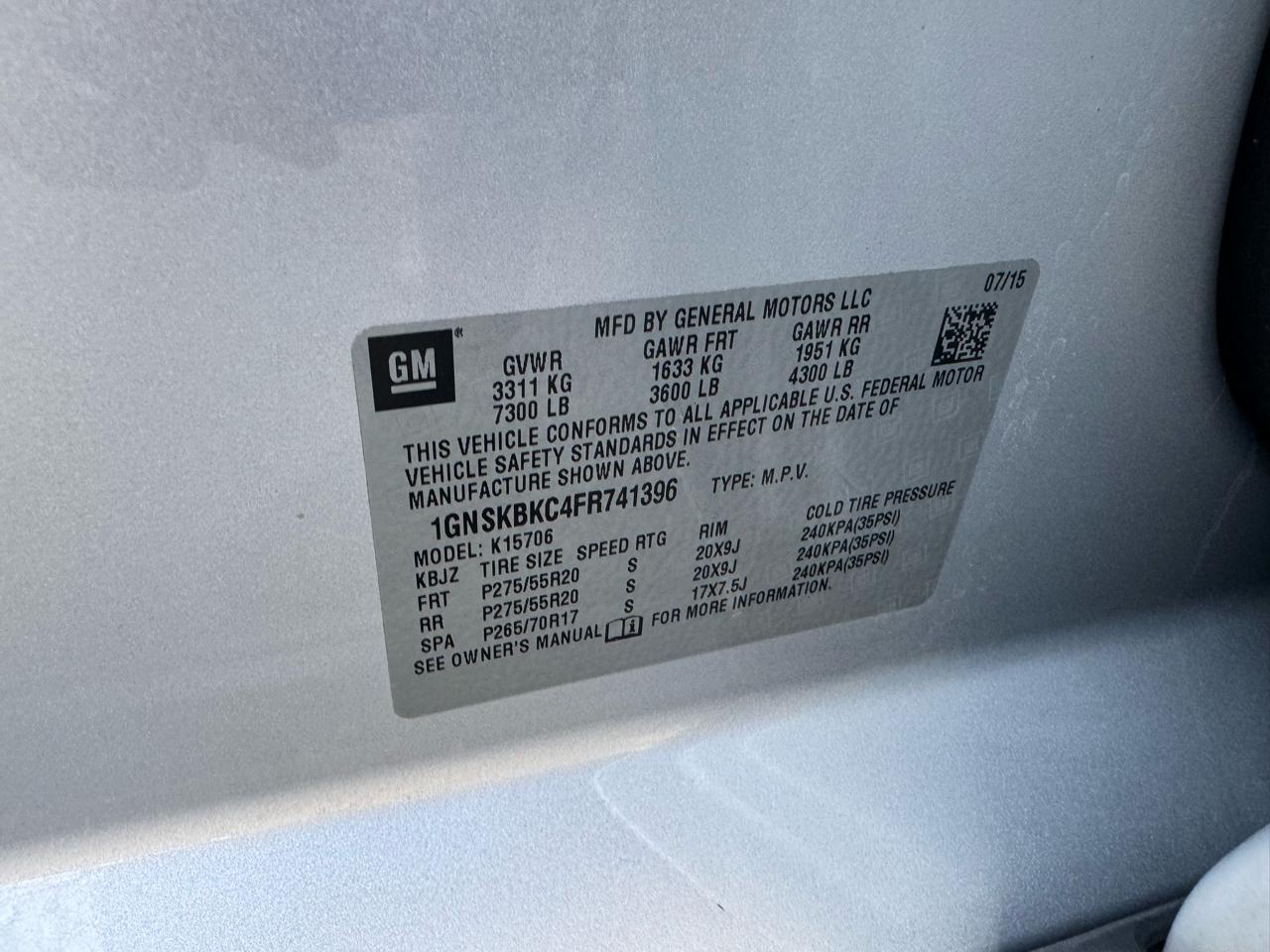 Chevrolet Tahoe LT 4WD 2015