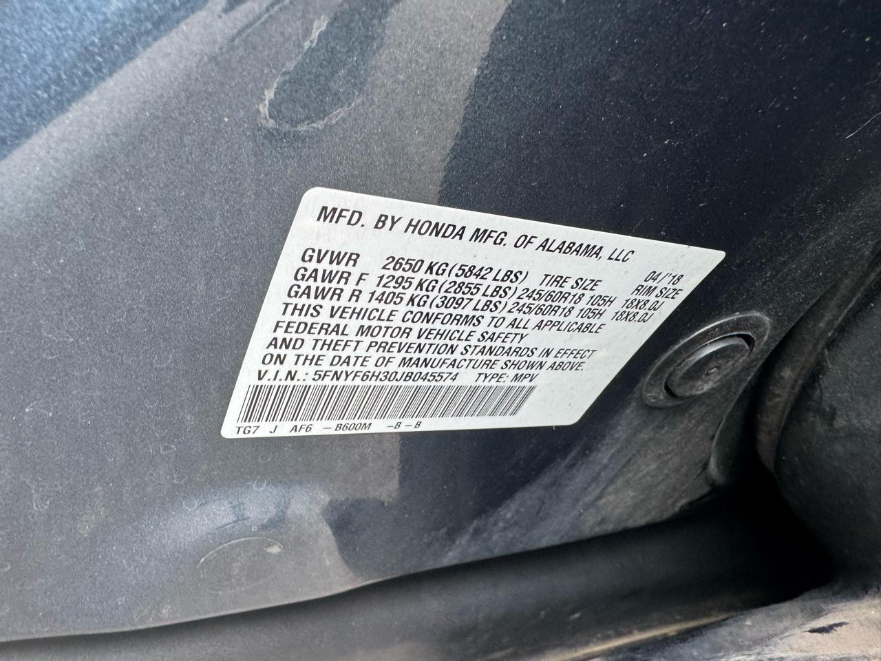 Honda Pilot EX 4WD 2018