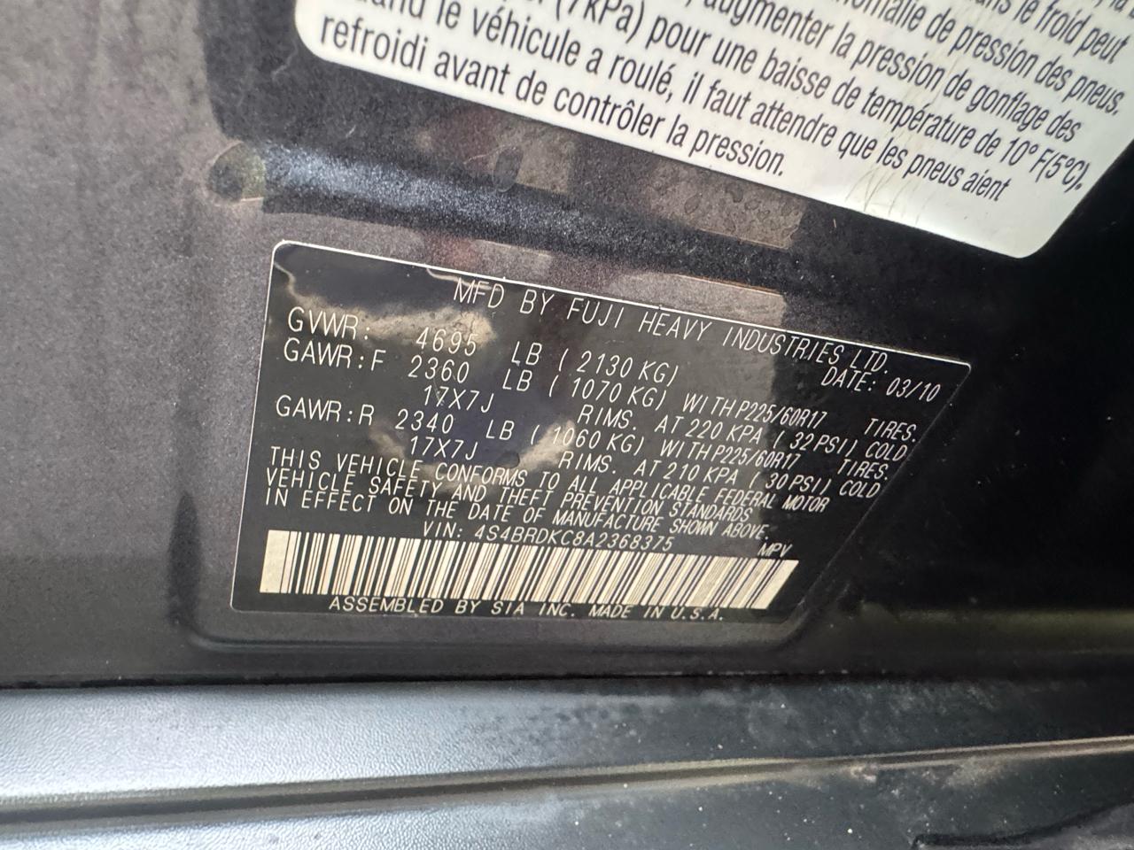 Subaru Outback 3.6R Limited 2010