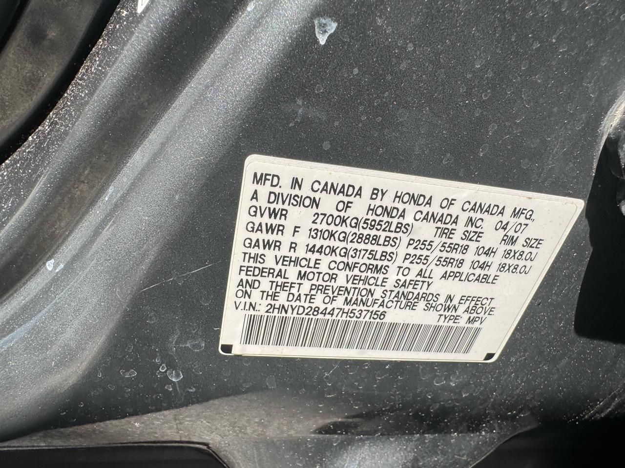 Acura MDX Tech Package with Rear DVD System 2007