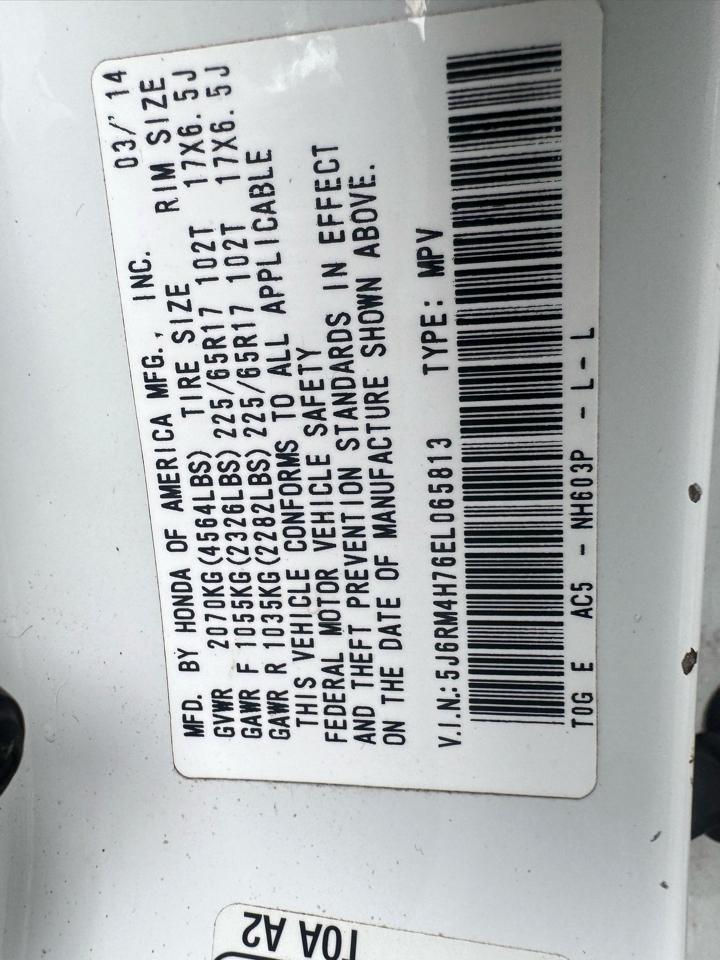 Honda CR-V EX-L 4WD 5-Speed AT 2014