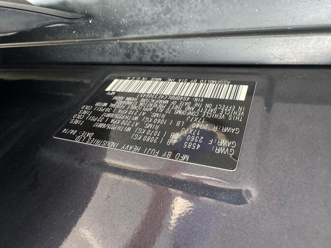 Subaru Outback 2.5i Limited 2014