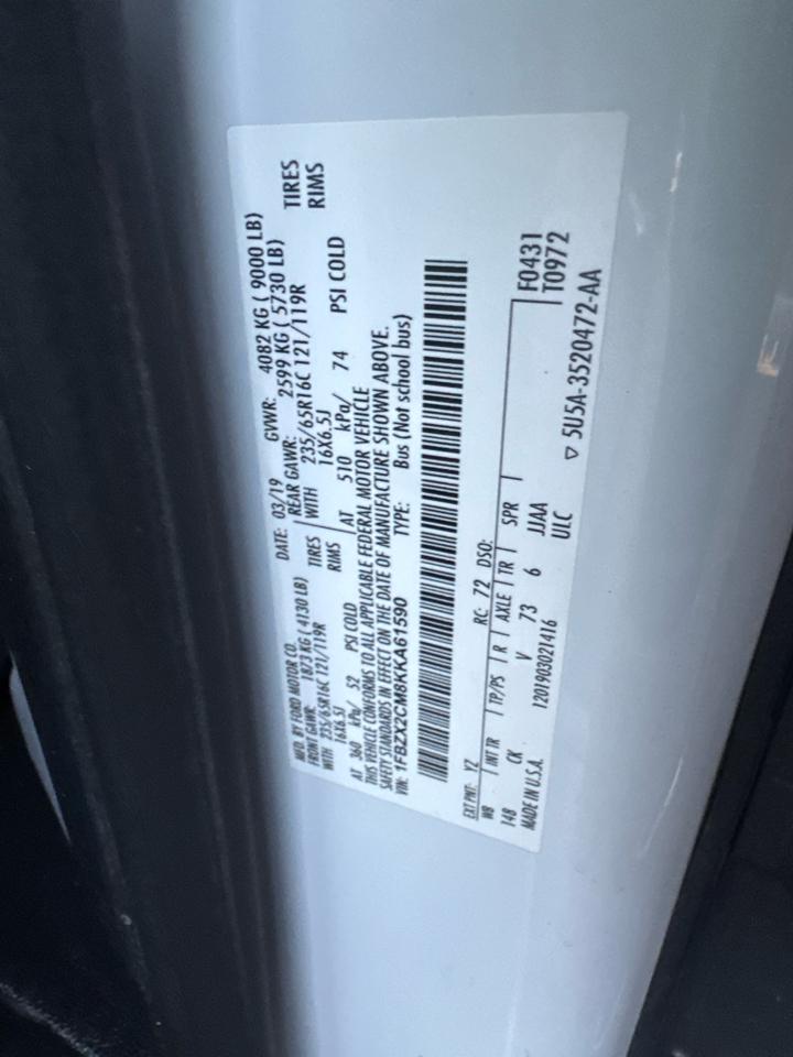 Ford Transit 350 Wagon Med. Roof XL w/Sliding Pass. 148-in. WB 2019