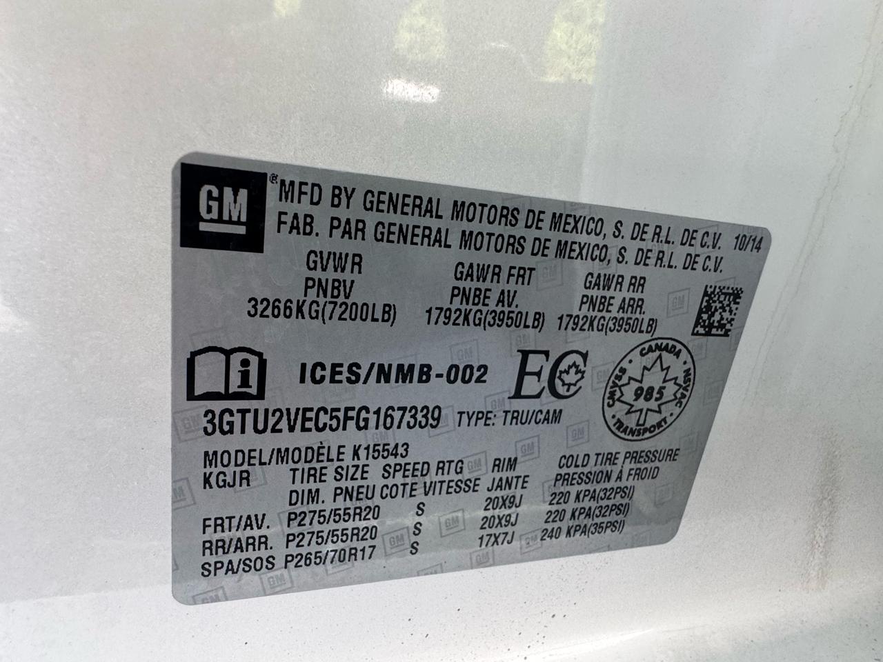 GMC Sierra 1500 Crew Cab 143.5" WB 4WD SLT 2015