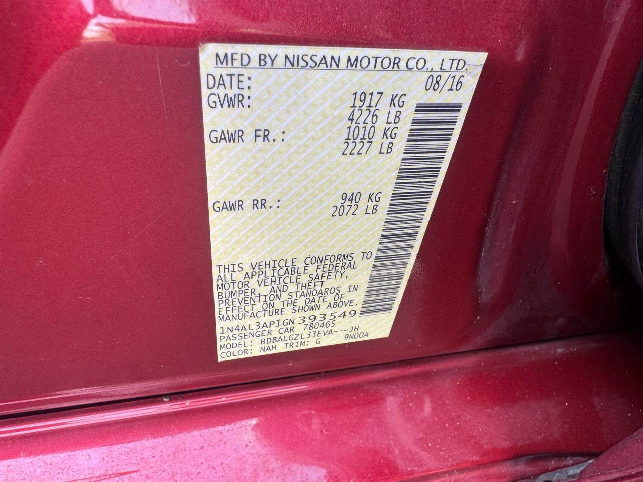 Nissan Altima 2.5 SR 2016