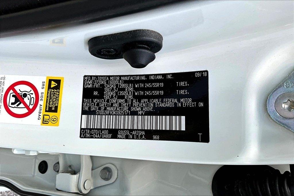 Toyota Highlander Limited Platinum V6 AWD (Natl) 2019