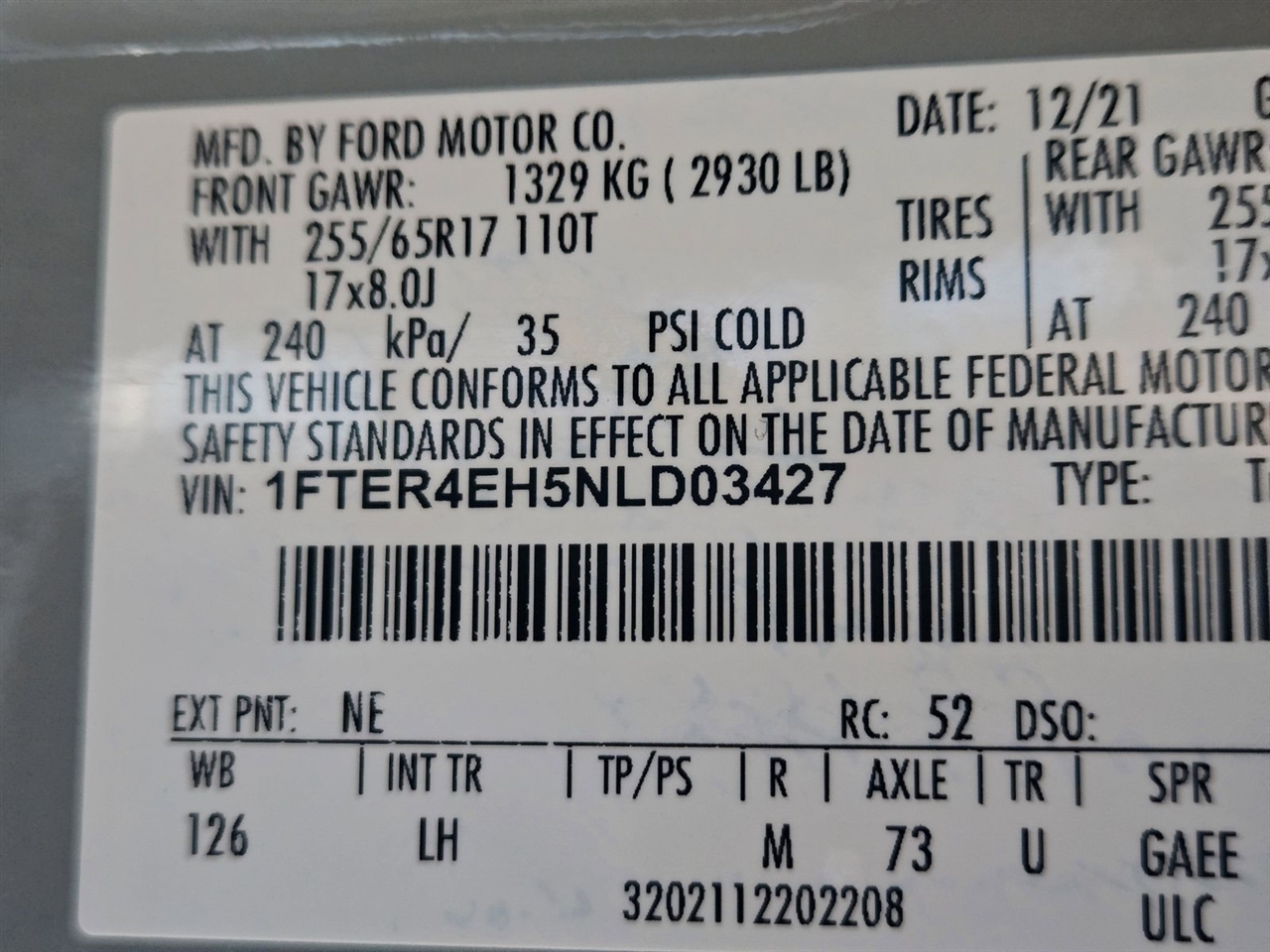 Ford Ranger LARIAT 2WD SuperCrew 5' Box 2022 Ford Ranger LARIAT 2WD SuperCrew 5' Box 2022