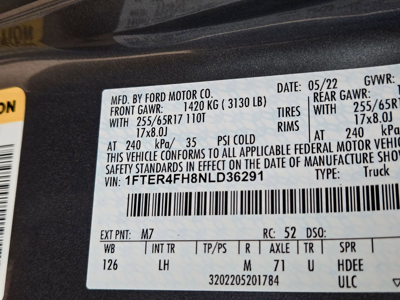 Ford Ranger LARIAT 4WD SuperCrew 5' Box 2022