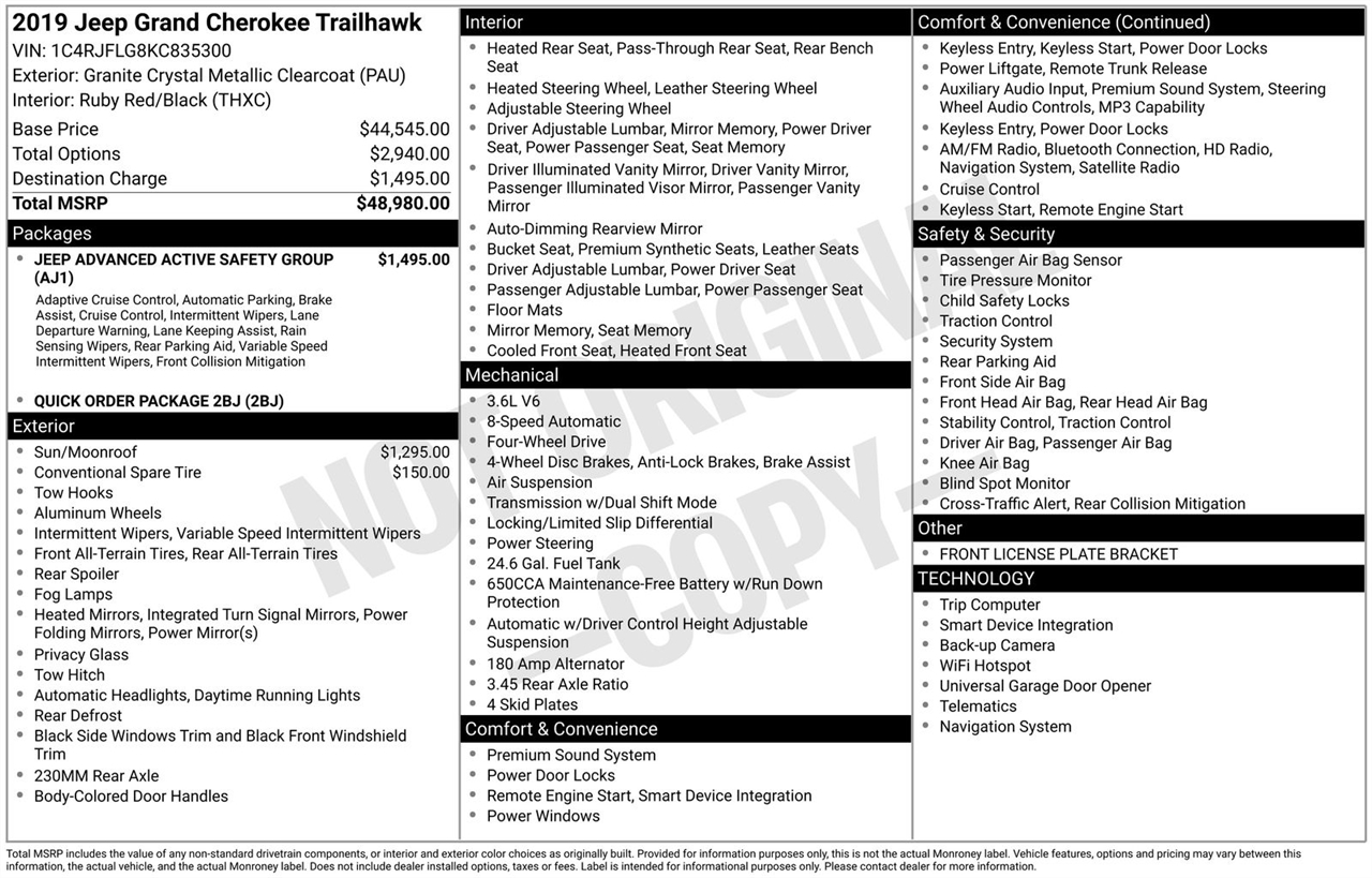 Jeep Grand Cherokee Trailhawk 4x4 2019