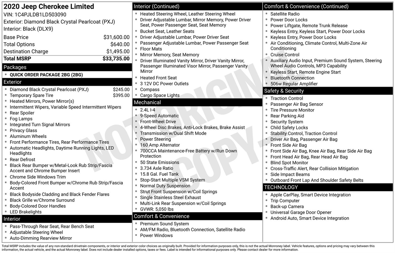 Jeep Cherokee Limited FWD 2020