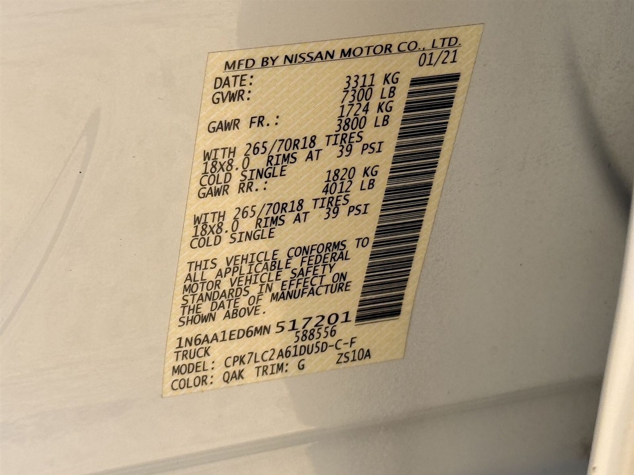 Nissan Titan 4x4 Crew Cab SV 2021