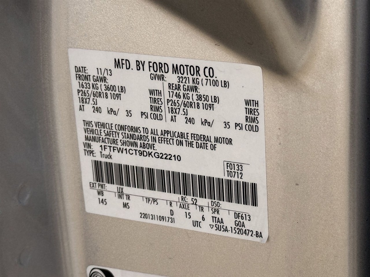 Ford F-150 2WD SuperCrew 145" King Ranch 2013