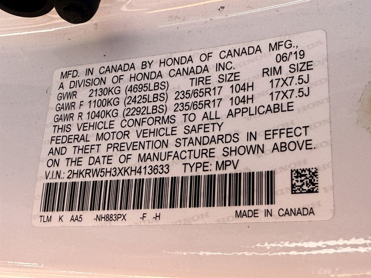 Honda CR-V LX 2WD 2019