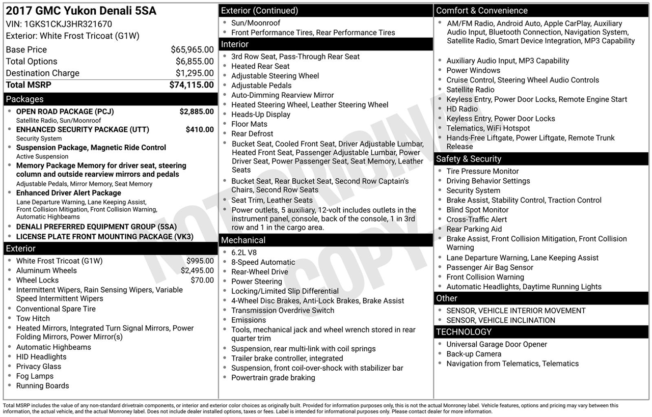 GMC Yukon 2WD 4dr Denali 2017