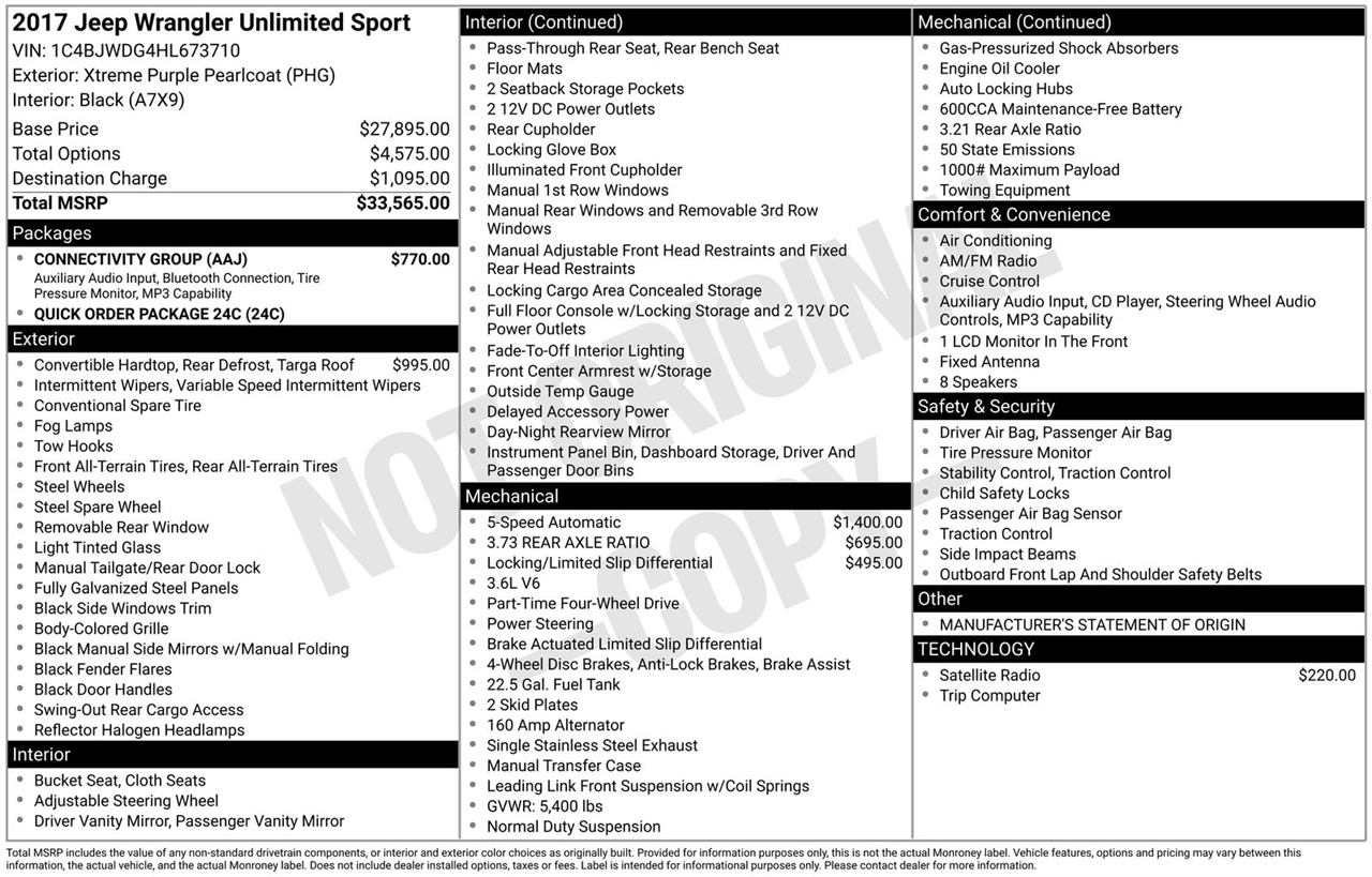 Jeep Wrangler Unlimited Sport 4x4 2017