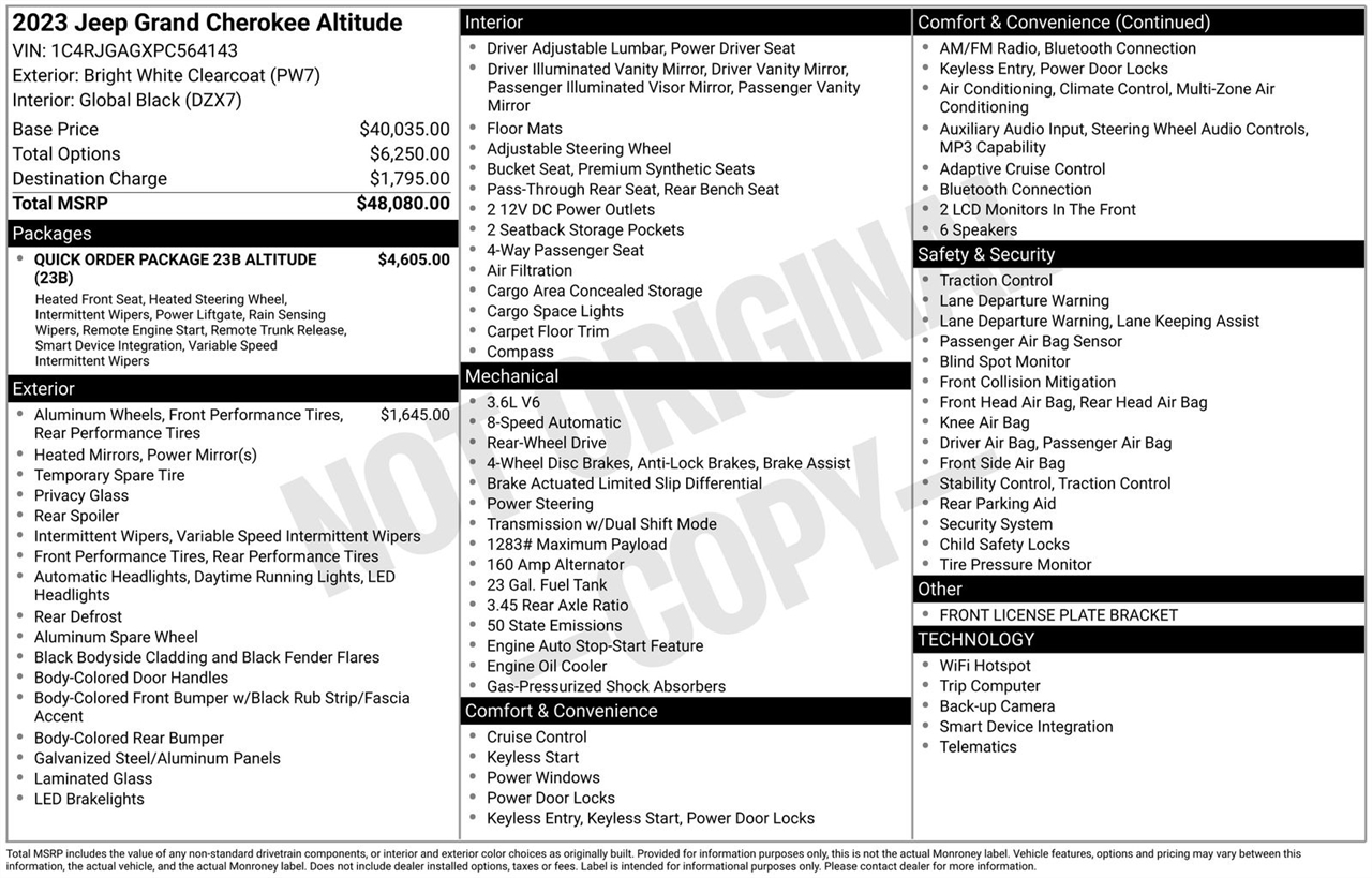 Jeep Grand Cherokee Altitude 4x2 2023
