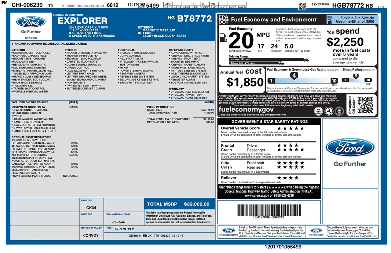 Ford Explorer XLT FWD 2017