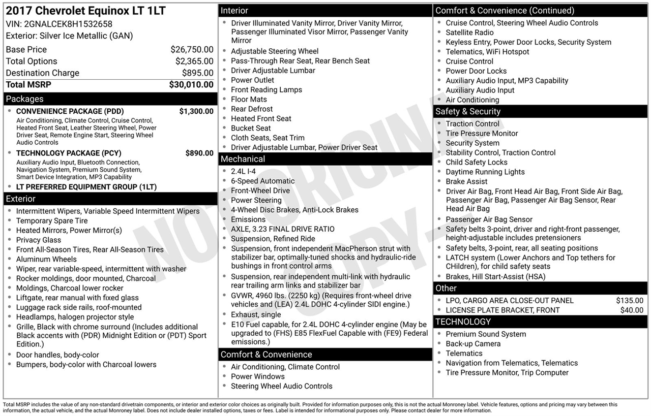 Chevrolet Equinox FWD 4dr LT w/1LT 2017