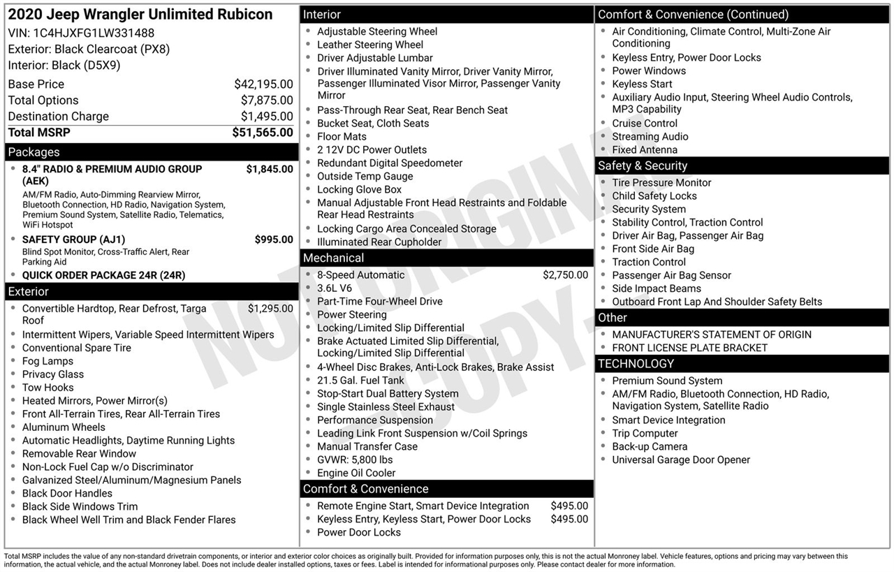 Jeep Wrangler Unlimited Rubicon 4x4 2020