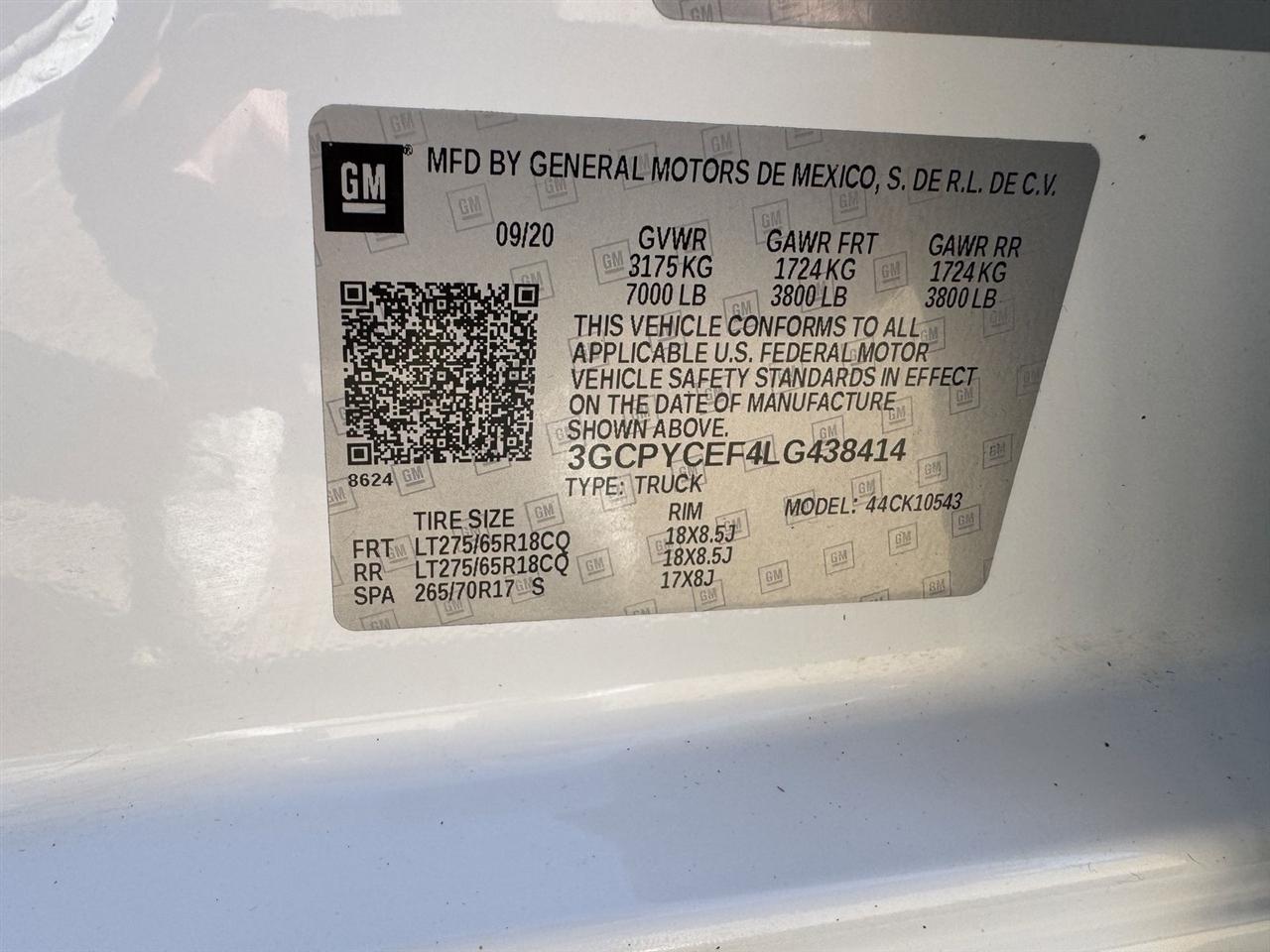 Chevrolet Silverado 1500 4WD Crew Cab 147" Custom Trail Boss 2020