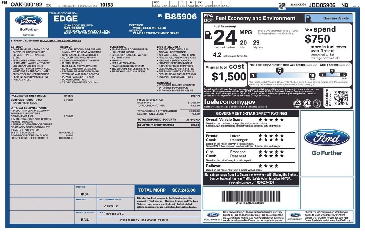 Ford Edge SEL FWD 2018