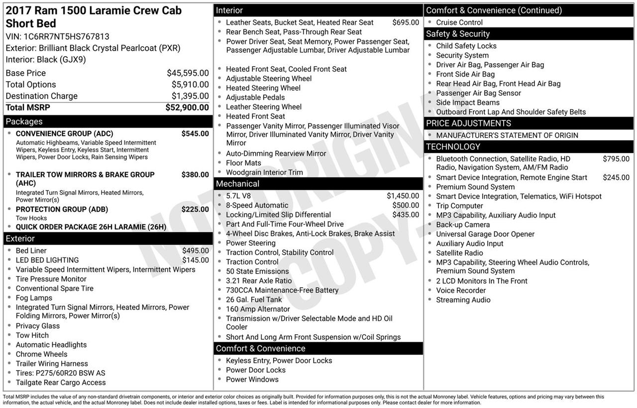 RAM 1500 Laramie 4x4 Crew Cab 5'7" Box 2017