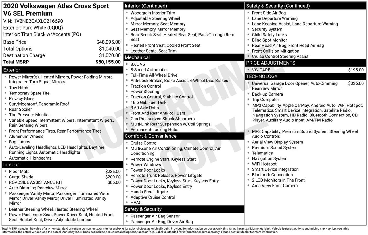 Volkswagen Atlas Cross Sport 3.6L V6 SEL Premium 4MOTION 2020