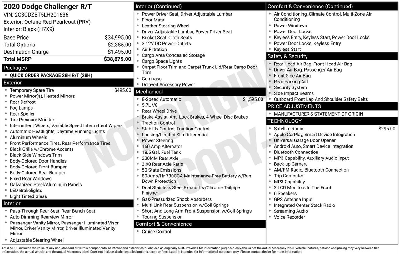 Dodge Challenger R/T RWD 2020