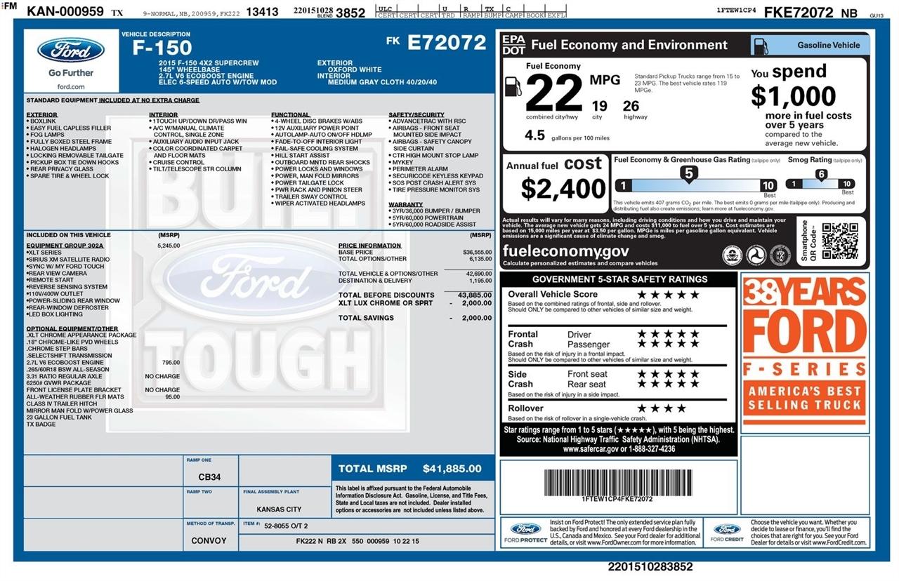 Ford F-150 2WD SuperCrew 157" Lariat 2015