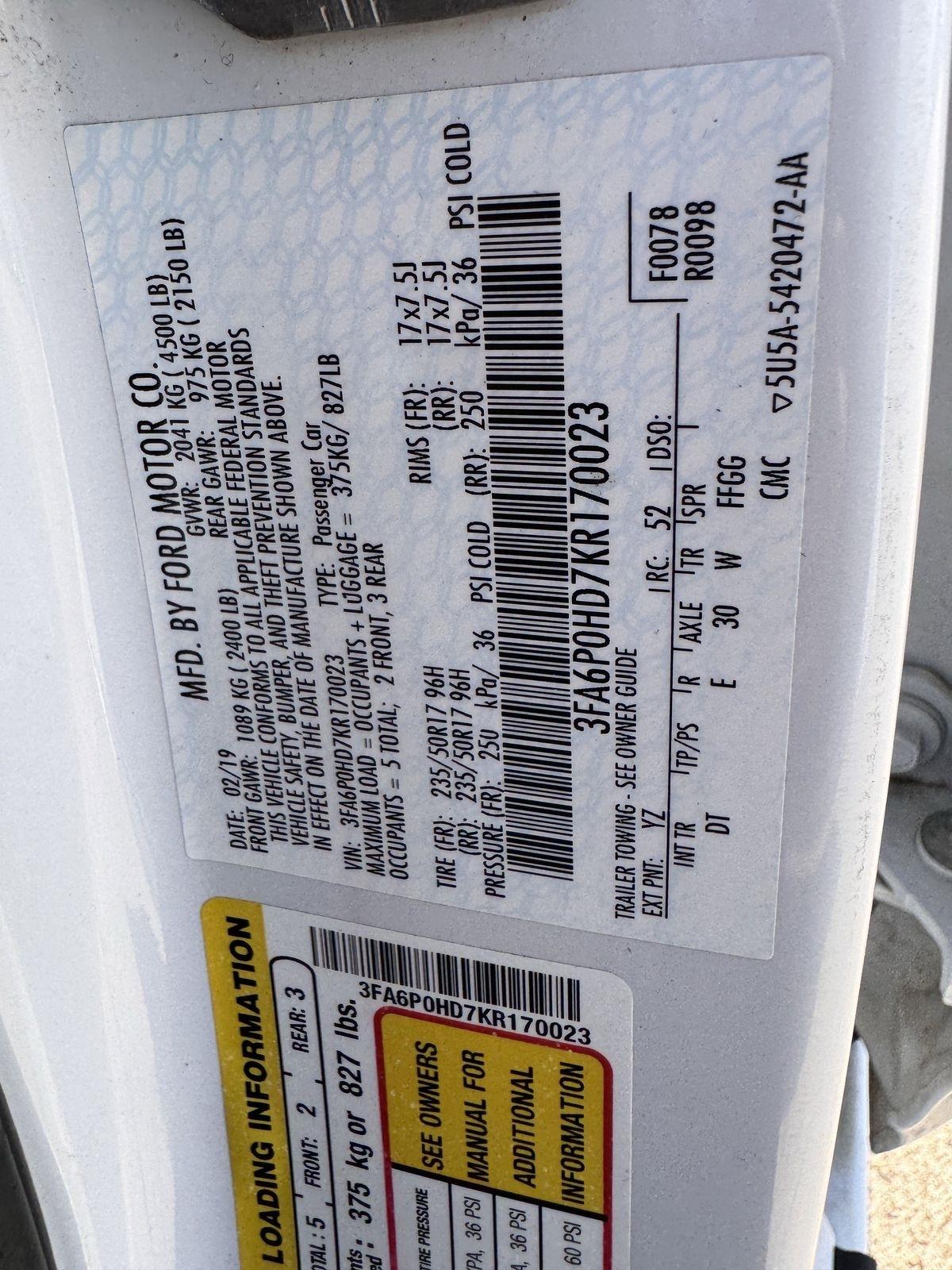 Ford Fusion SE FWD 2019