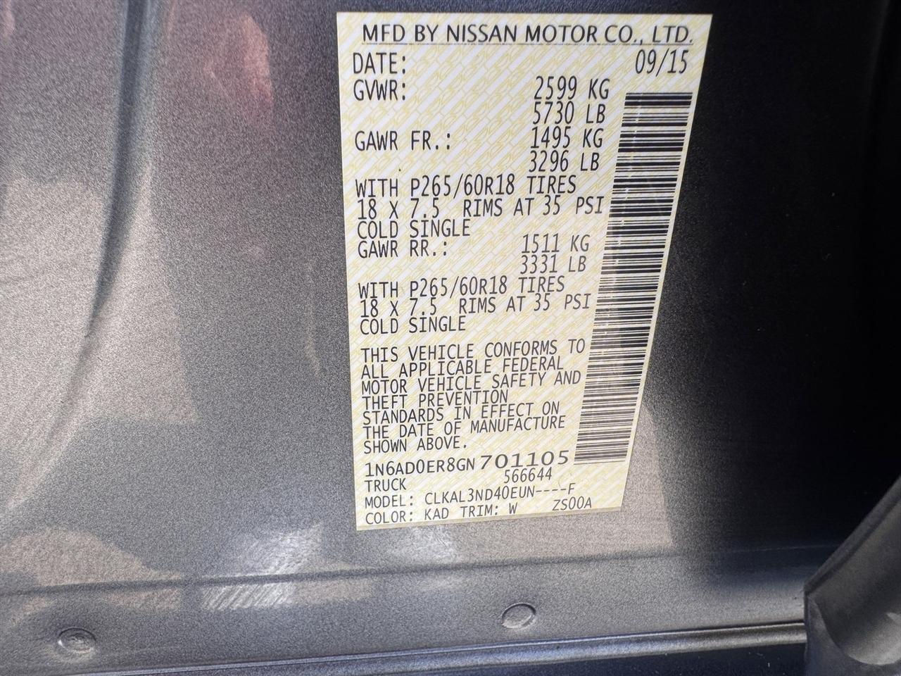 Nissan Frontier 2WD Crew Cab SWB Auto SL *Ltd Avail* 2016