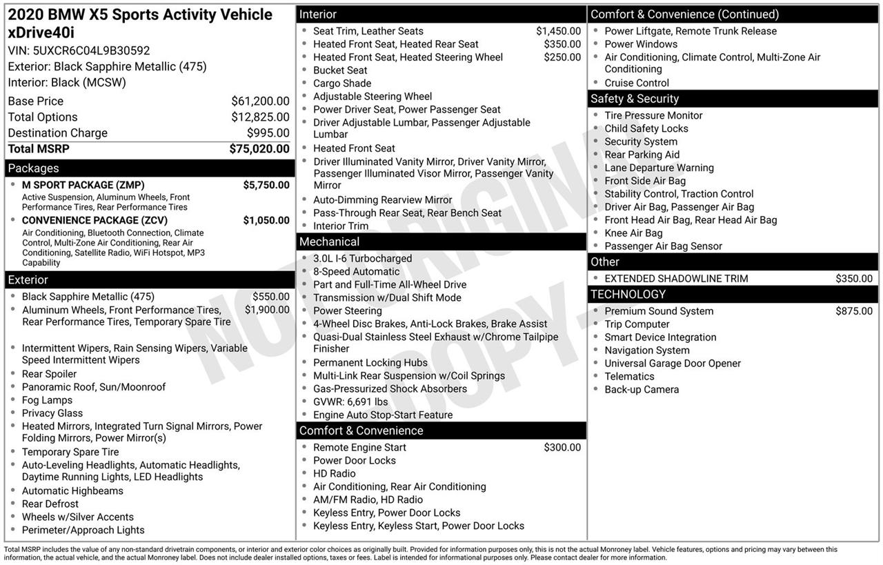 BMW X5 xDrive40i Sports Activity Vehicle 2020