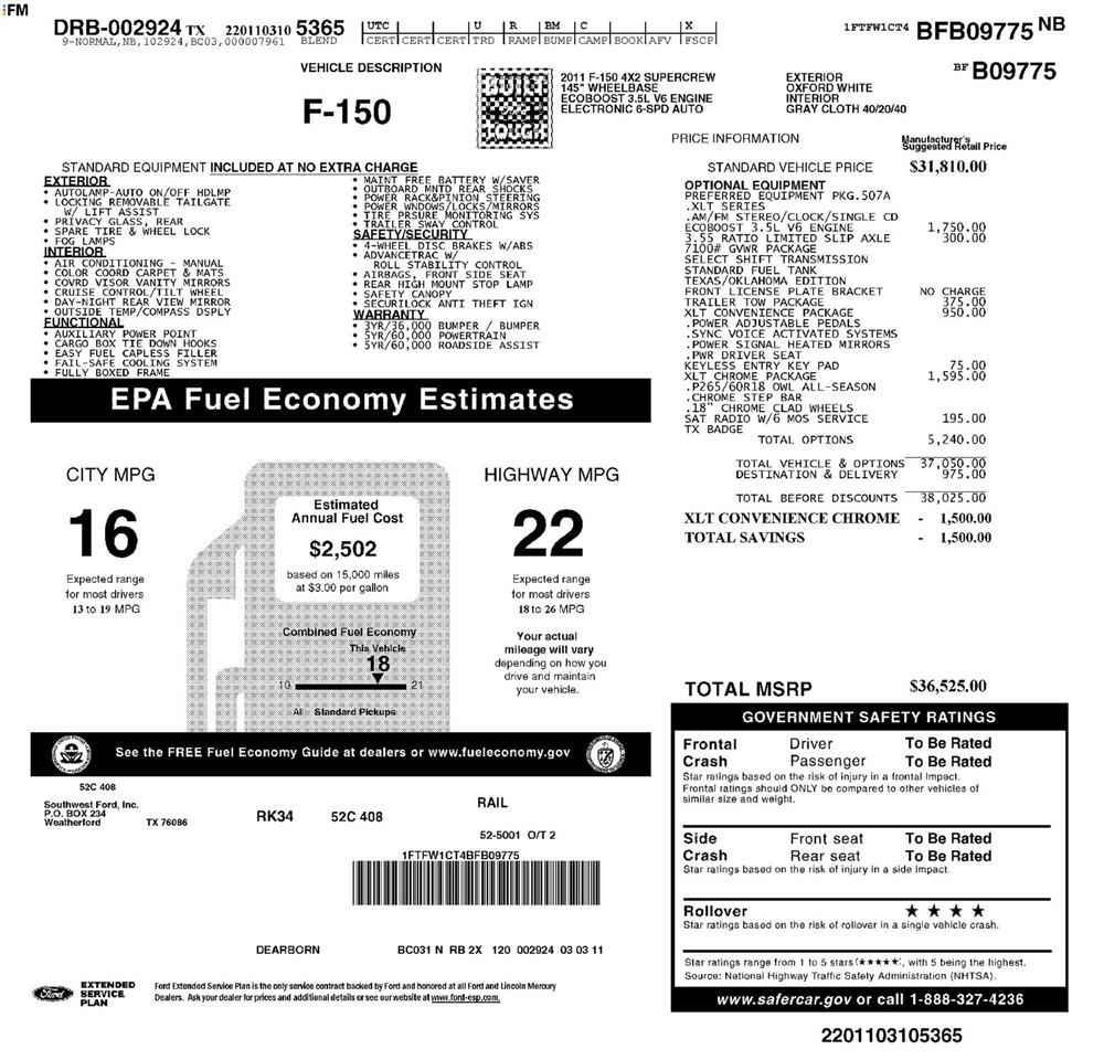 Ford F-150 2WD SuperCrew 145" Platinum 2011