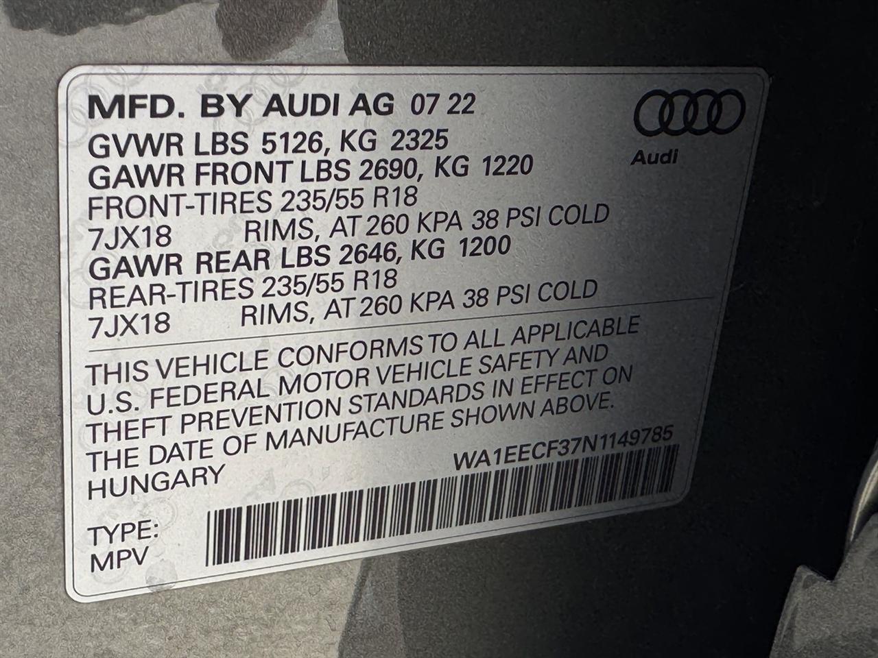 Audi Q3 S line Premium Plus 45 TFSI quattro 2022