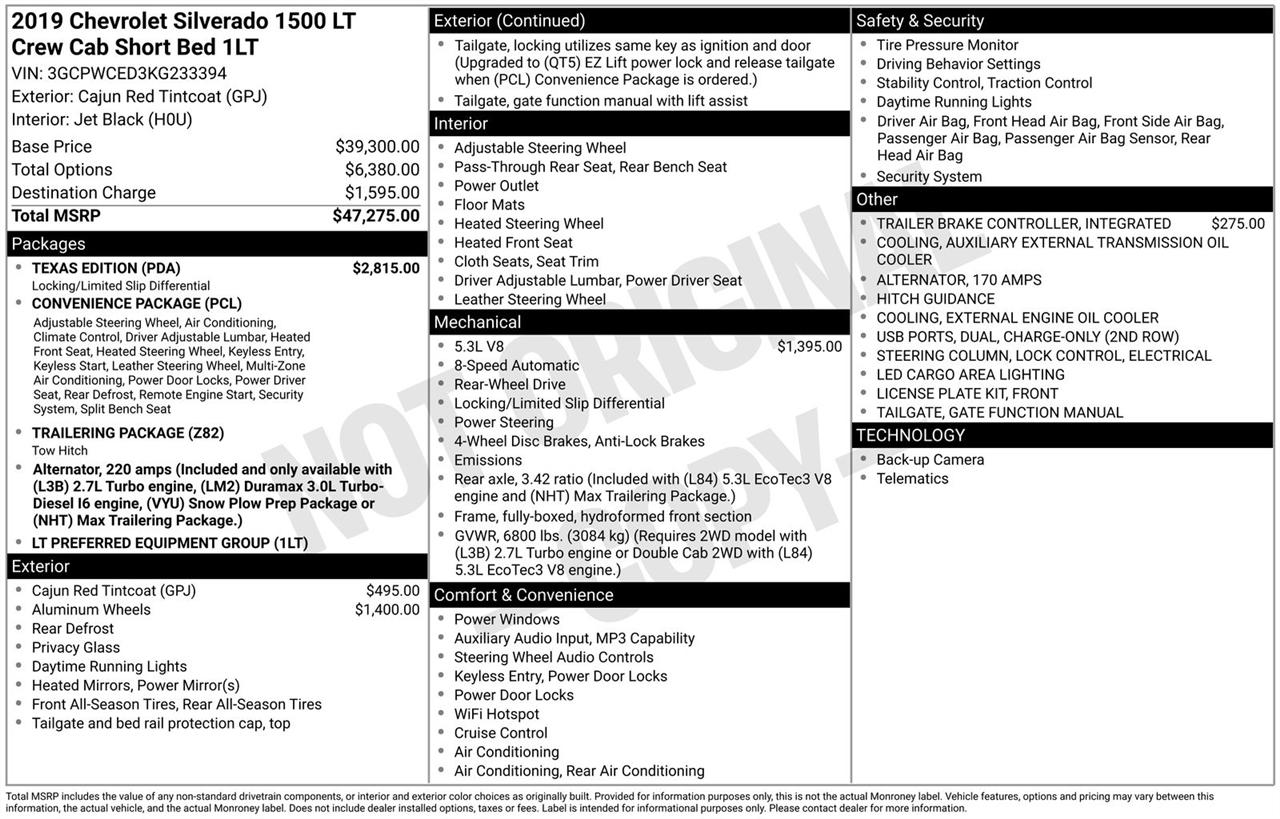 Chevrolet Silverado 1500 2WD Crew Cab 147" LT 2019