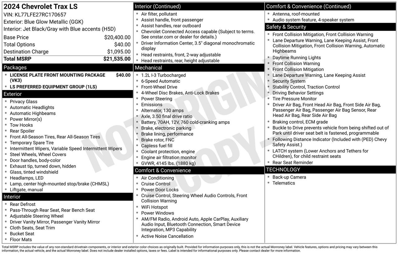 Chevrolet Trax FWD 4dr LS 2024