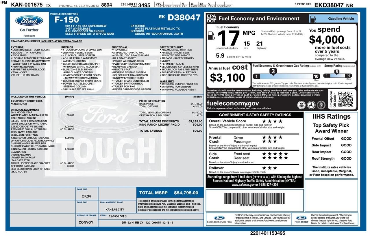 Ford F-150 4WD SuperCrew 145" King Ranch 2014