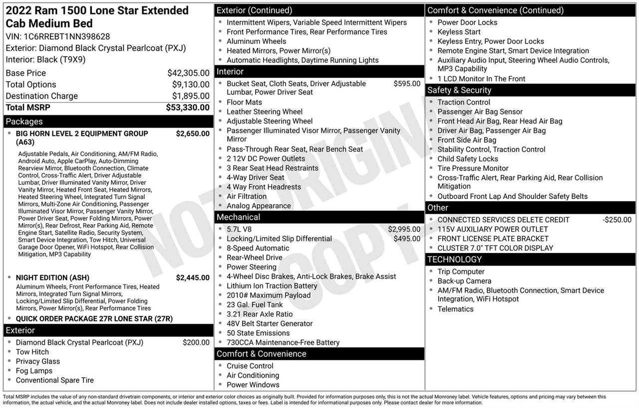 RAM 1500 Lone Star 4x2 Quad Cab 6'4" Box 2022