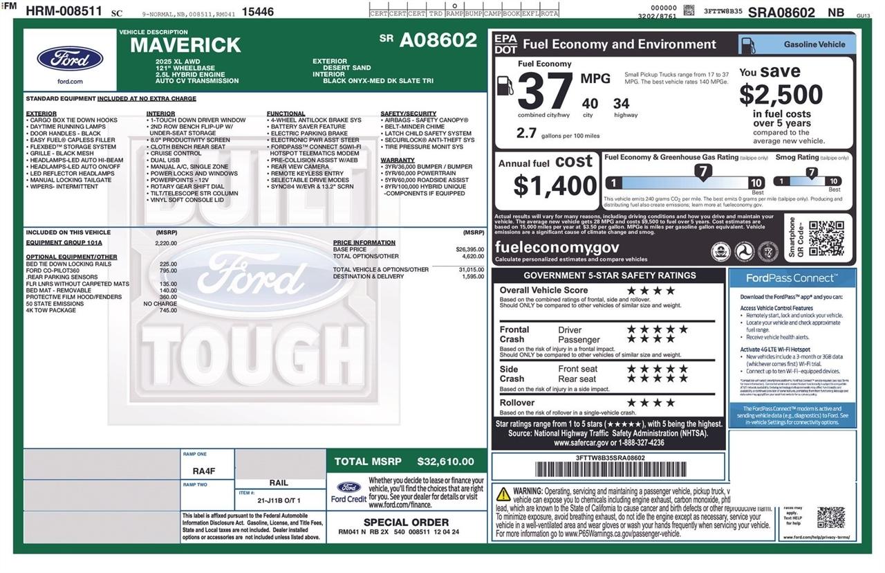 Ford Maverick XL AWD SuperCrew 2025